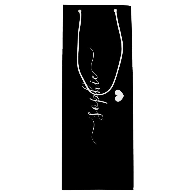 Pour Bouteille Nom personnalisé Sac cadeau, Sac cadeau d'annivers (Devant)