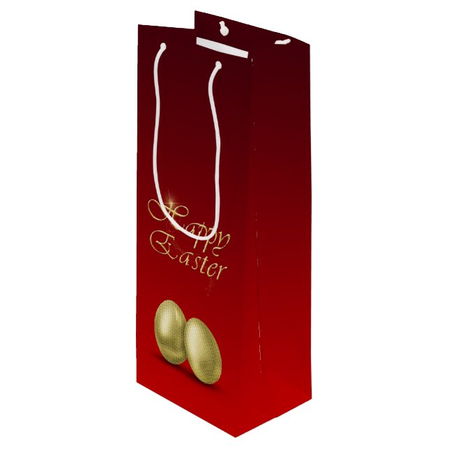 Pour Bouteille Oeufs de Pâques d'or - Sac cadeau de vin (Devant Angle)