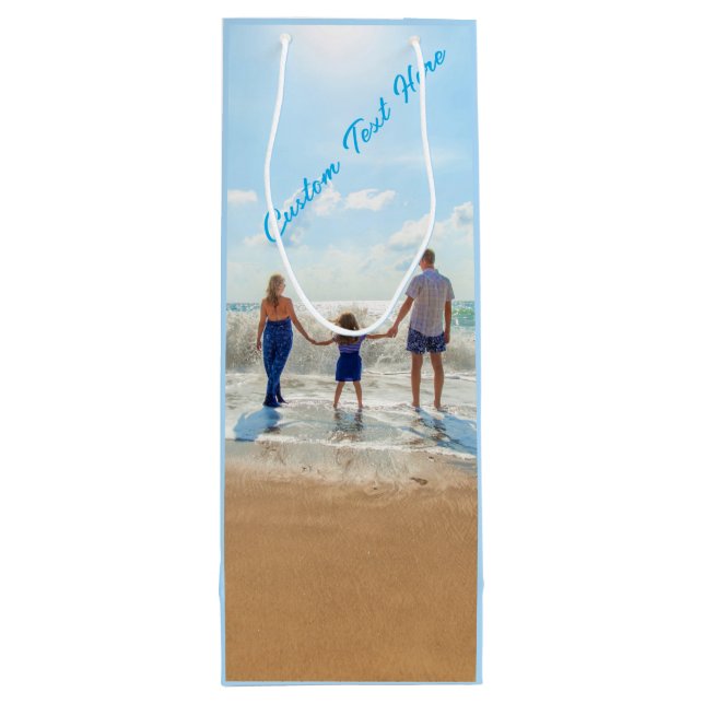 Pour Bouteille Photo personnalisée Texte Vin Sac cadeau Votre fam (Dos)