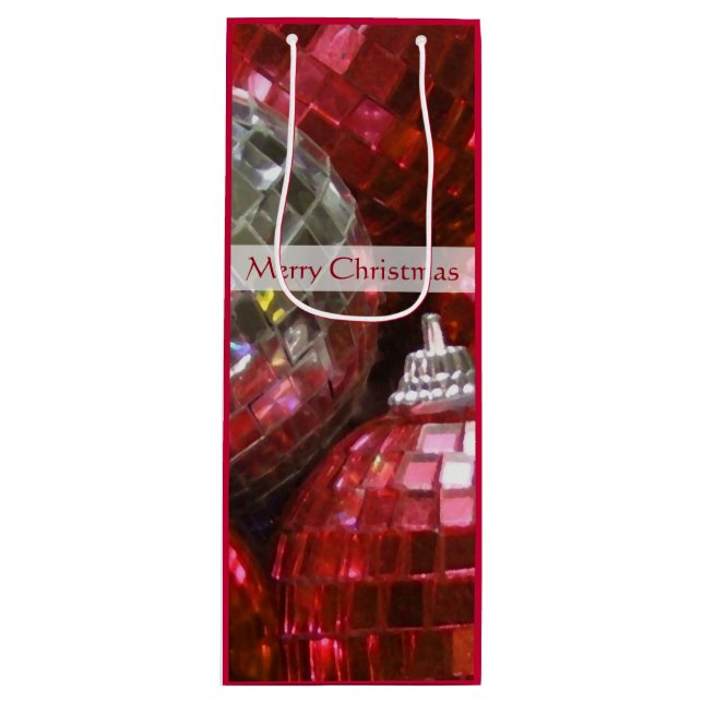 Pour Bouteille Red Baubles Joyeux cadeau de Noël sac vin (Devant)