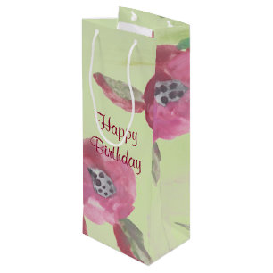 Pour Bouteille Sac cadeau à vin d'aquarelle florale de Bourgogne