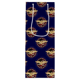 Pour Bouteille Sac cadeau Aigle et Drapeau, Bleu-Vin