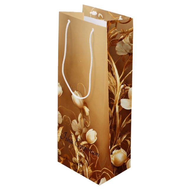 Pour Bouteille Sac cadeau au vin de fleurs (Devant Angle)