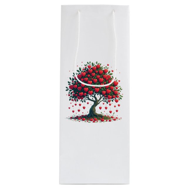 Pour Bouteille Sac cadeau avec imprimé arbre d'amour (Devant)