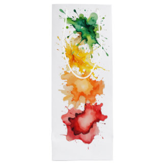 Pour Bouteille Sac cadeau avec rideaux d'aquarelle