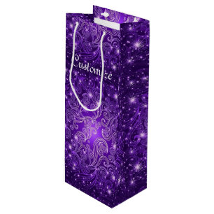 Pour Bouteille Sac cadeau céleste pourpre perles & étoiles vin