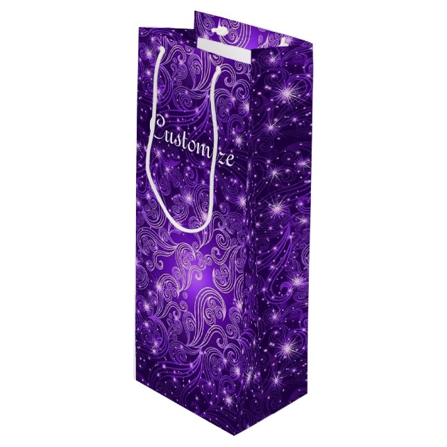 Pour Bouteille Sac cadeau céleste pourpre perles & étoiles vin (Devant Angle)