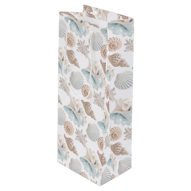 Pour Bouteille Sac Cadeau Coquillages de Plage (Devant Angle)