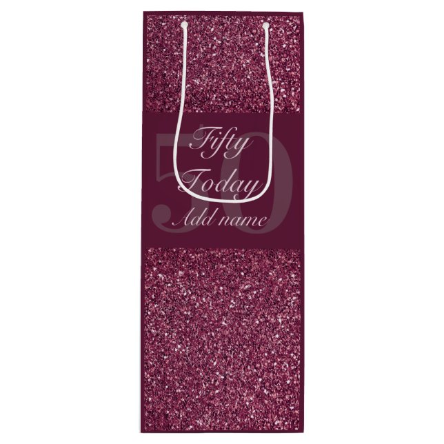 Pour Bouteille sac cadeau d'anniversaire personnalisé 50e anniver (Devant)