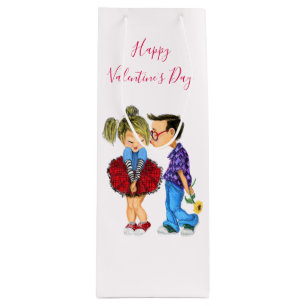 Pour Bouteille Sac cadeau de la Saint Valentin avec couple d'amou