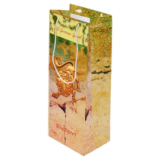 Pour Bouteille Sac cadeau de vin d'anniversaire Leo (Devant Angle)