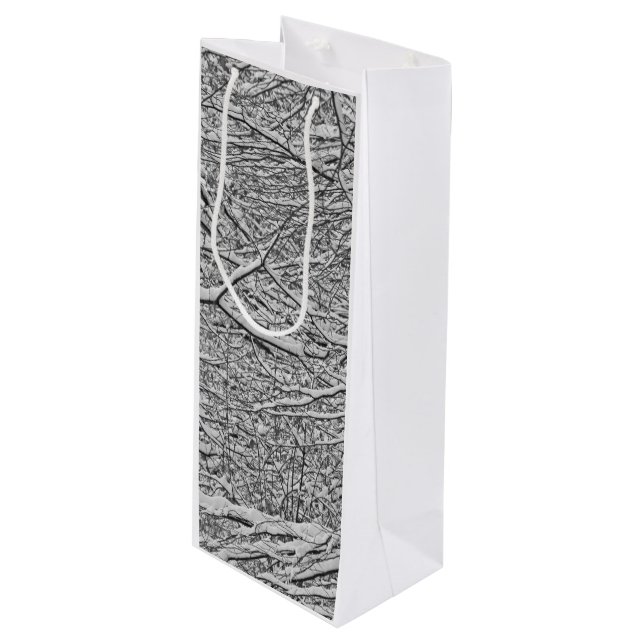 Pour Bouteille Sac cadeau de vin de Branches neigeuses (Devant Angle)