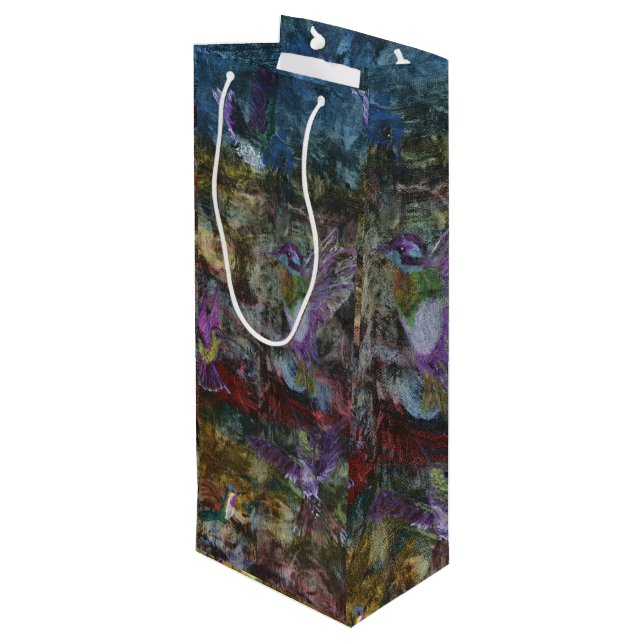 Pour Bouteille Sac cadeau de vin de colibris en vol (Dos Angle)