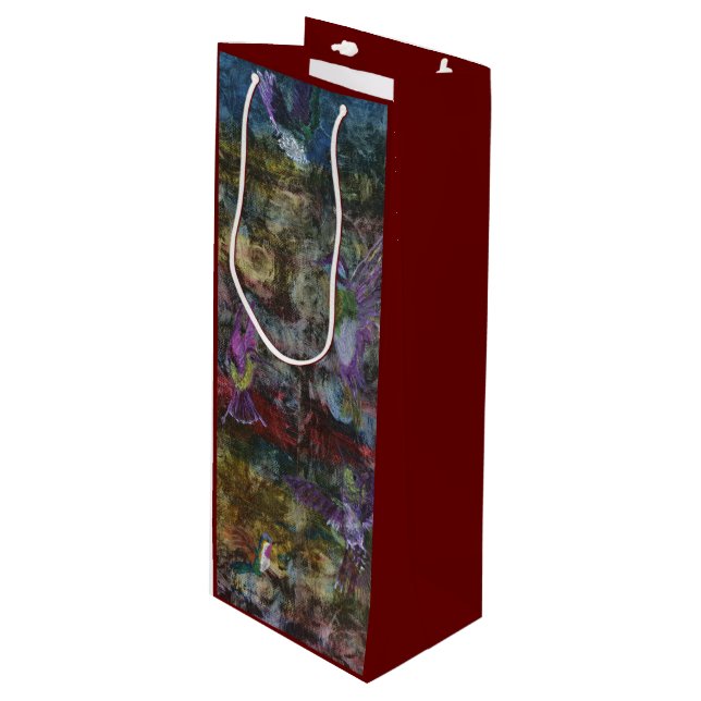Pour Bouteille Sac cadeau de vin de colibris en vol (Devant Angle)