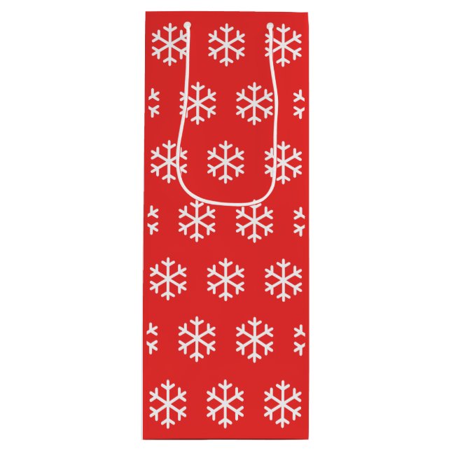 Pour Bouteille Sac cadeau de vin de Noël rouge Snowflake (Devant)