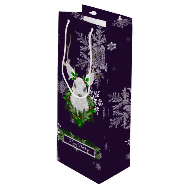 Pour Bouteille Sac cadeau de vin de renne pourpre (Devant Angle)