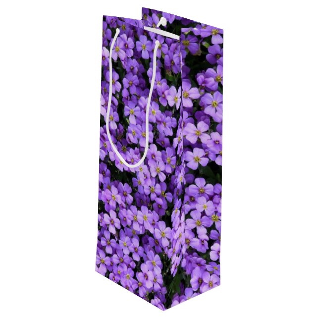 Pour Bouteille Sac Cadeau de Vin Fleurs Violettes (Dos Angle)
