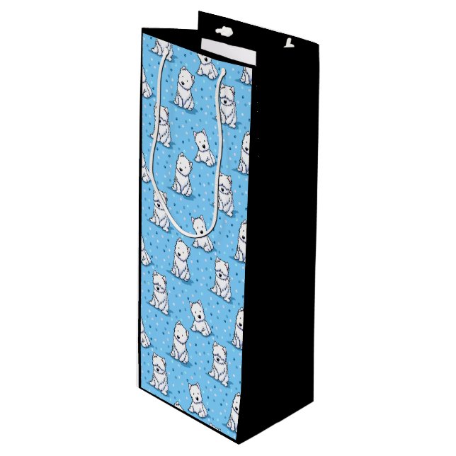 Pour Bouteille Sac cadeau de vin KiniArt Westies (Devant Angle)