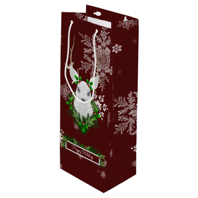 Pour Bouteille Sac cadeau de vin Red Reindeer (Devant Angle)