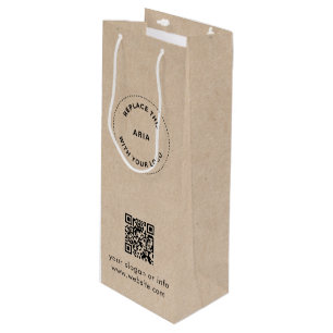 Pour Bouteille Sac Cadeau Eco Kraft avec Logo Personnalisé et QR