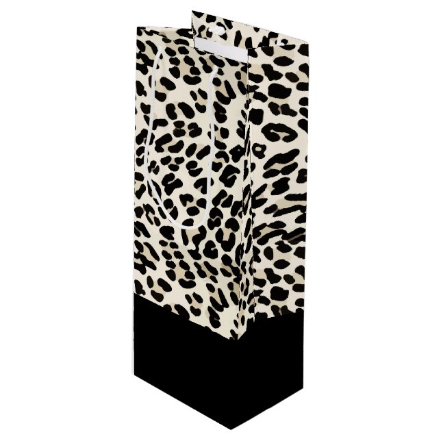 Pour Bouteille Sac cadeau Empreinte de léopard personnalisable (Devant Angle)