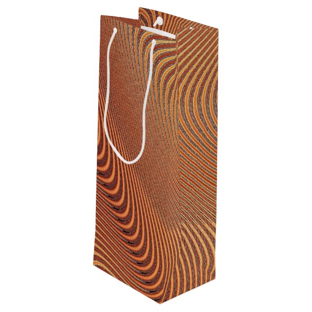 Pour Bouteille Sac cadeau en art abstrait doré ondulé (Dos Angle)