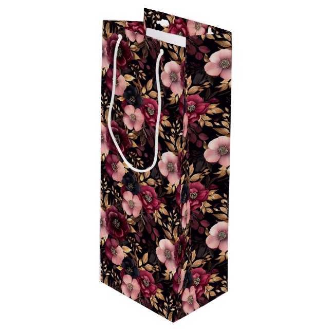 Pour Bouteille Sac cadeau floral (Devant Angle)