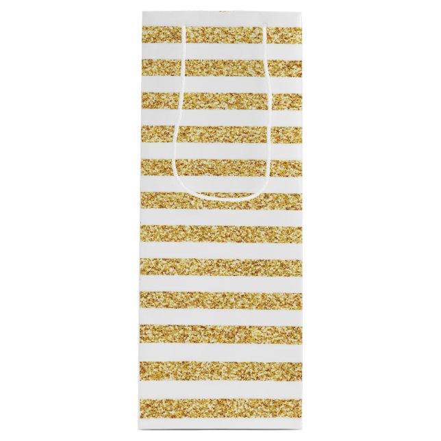 Pour Bouteille Sac cadeau Gold Stripe (Devant)