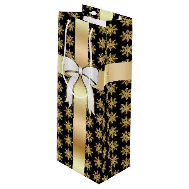 Pour Bouteille Sac cadeau Golden Snowflake Wine (Devant Angle)
