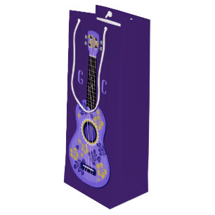 Pour Bouteille Sac cadeau monogramme personnalisé Ukulele