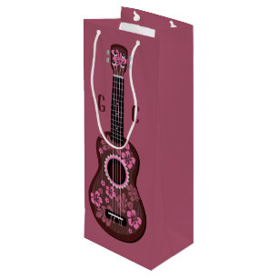 Pour Bouteille Sac cadeau monogramme personnalisé Ukulele
