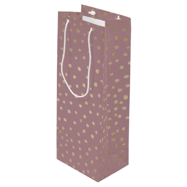 Pour Bouteille Sac cadeau Motif en bronze or (Devant Angle)