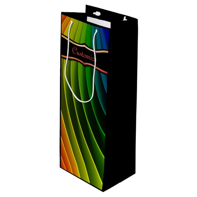 Pour Bouteille Sac cadeau Rainbow Twist (Devant Angle)