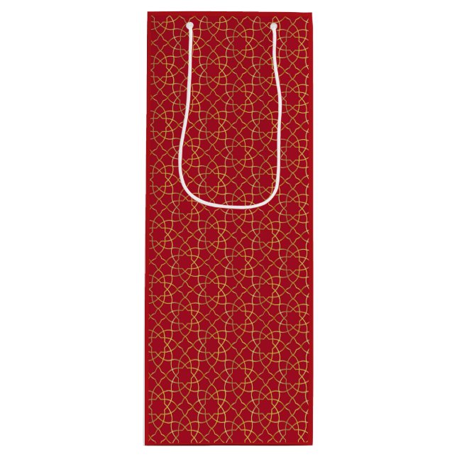 Pour Bouteille Sac cadeau Red & Gold Arabesque (Devant)