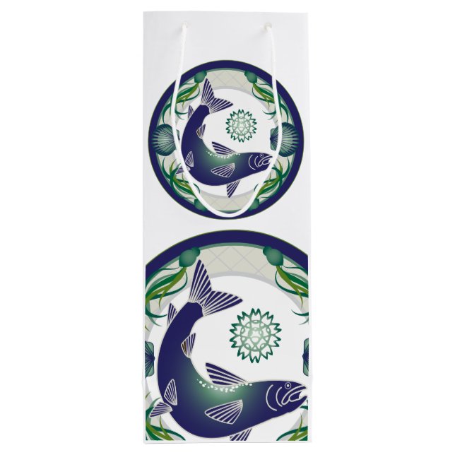 Pour Bouteille sac cadeau saumon (Dos)