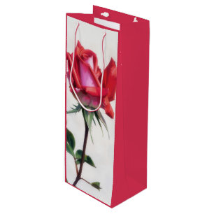 Pour Bouteille Sac Cadeau Vin Art Rose Rose Rouge