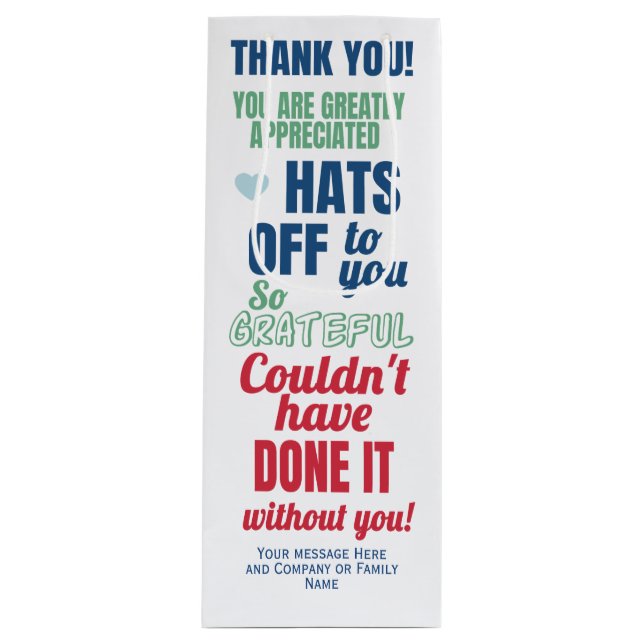 Pour Bouteille Sac Cadeau Vin Remerciement Appréciation (Devant)