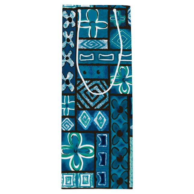 Pour Bouteille Sac cadeau vintage Aloha | Pua Blue (Devant)