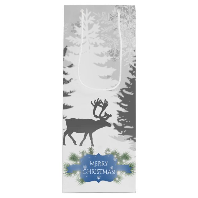 Pour Bouteille Sac cadeau Wonderland Winter - Blue (Devant)