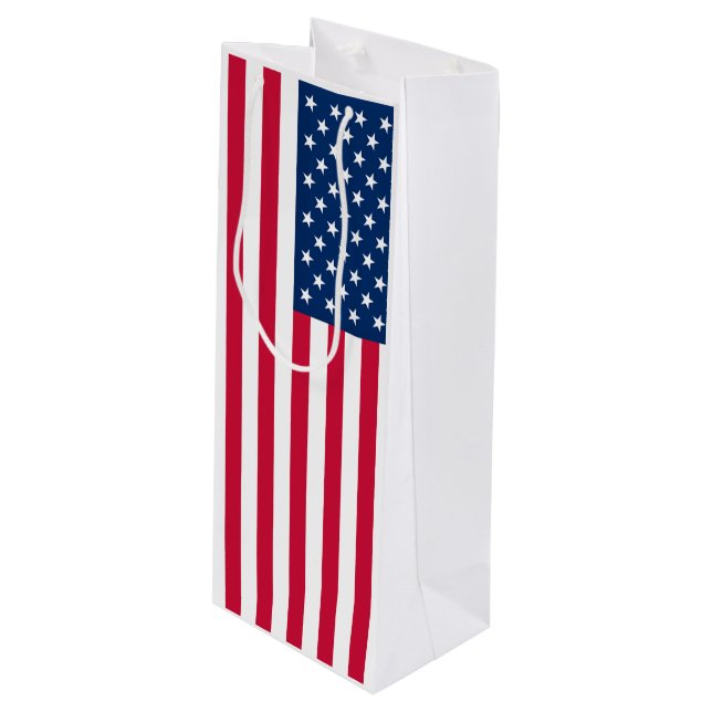 Pour Bouteille Sac de cadeau de vin avec drapeau américain (Devant Angle)