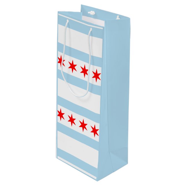 Pour Bouteille Sac de cadeau de vin avec le drapeau de Chicago, I (Devant Angle)