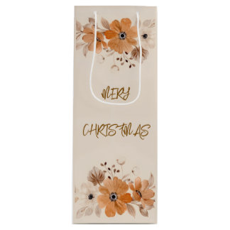 Pour Bouteille Sac de cadeau de vin de Noël floral Boho rustique