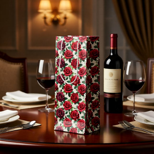 Pour Bouteille Sac de cadeau de vin Roses Romantiques (Créateur téléchargé)