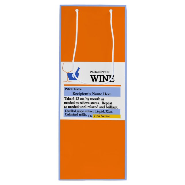 Pour Bouteille Sac drôle de cadeau de vin de prescription (Devant)