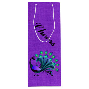 Pour Bouteille Style Blue Tones Peacock Wine Sac cadeau