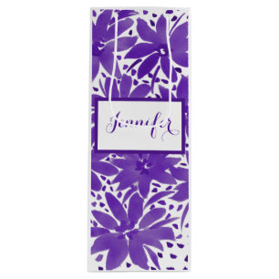 Pour Bouteille Vin personnalisé pourpre Sac cadeau floral personn