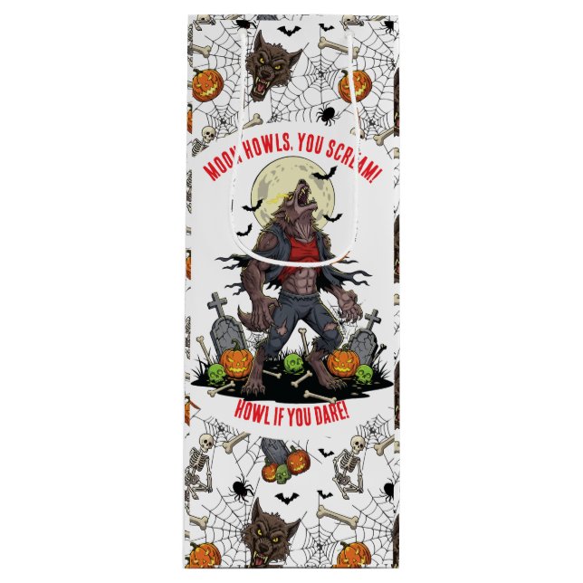 Pour Bouteille 🐺 Werewolf Halloween sac cadeau 🎃 💀 (Devant)