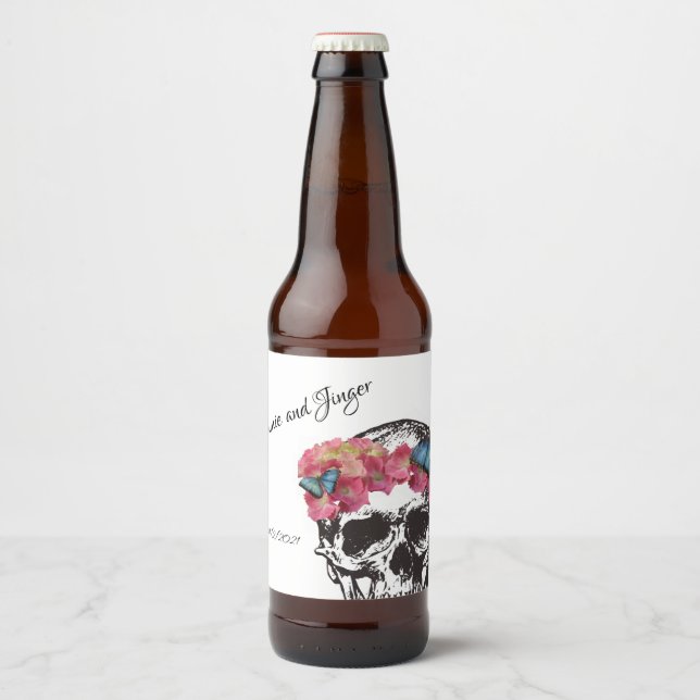 Pour Bouteilles De Bière Bouteille Mariage crâne magnétique Étiquette (Devant)