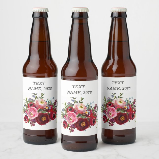 Pour Bouteilles De Bière Étiquette VINS - floral (Bouteilles)