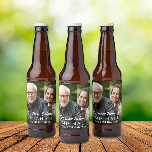 Pour Bouteilles De Bière Meilleur papa Jamais Photo Personnalisé Étiquette  (Créateur téléchargé)